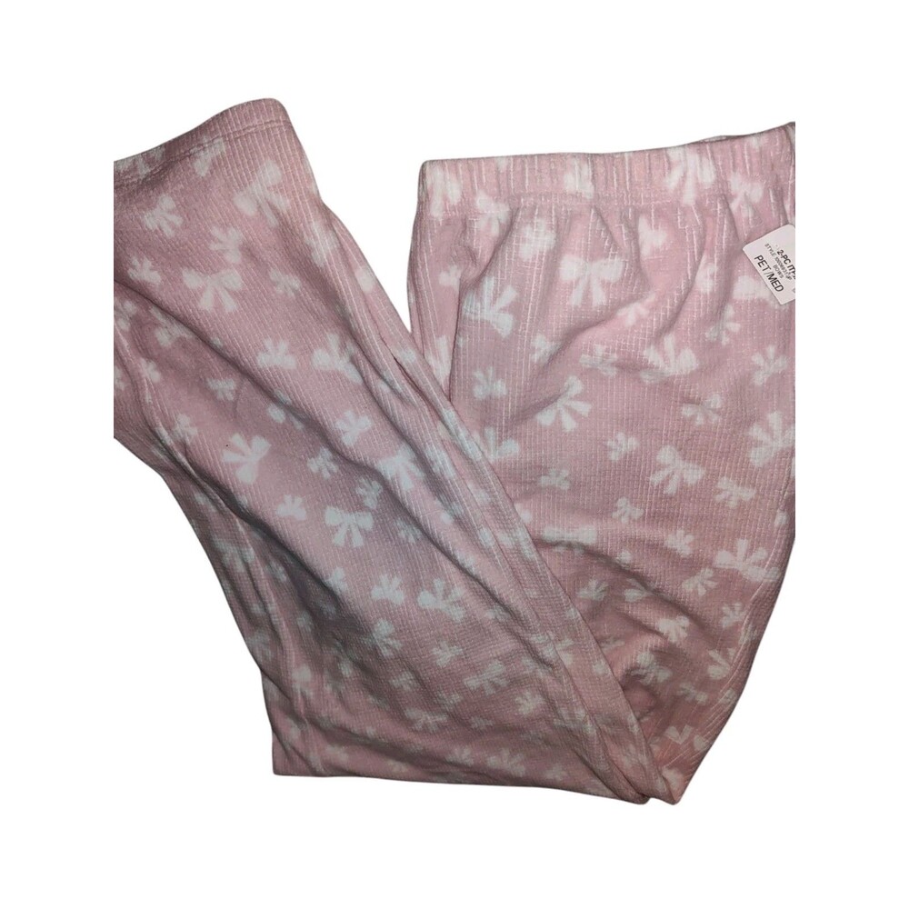 Women’s Fleece One Piece Pajama Soft Warm Cozy Sleepwear Pink Pant Lounge Bow PM